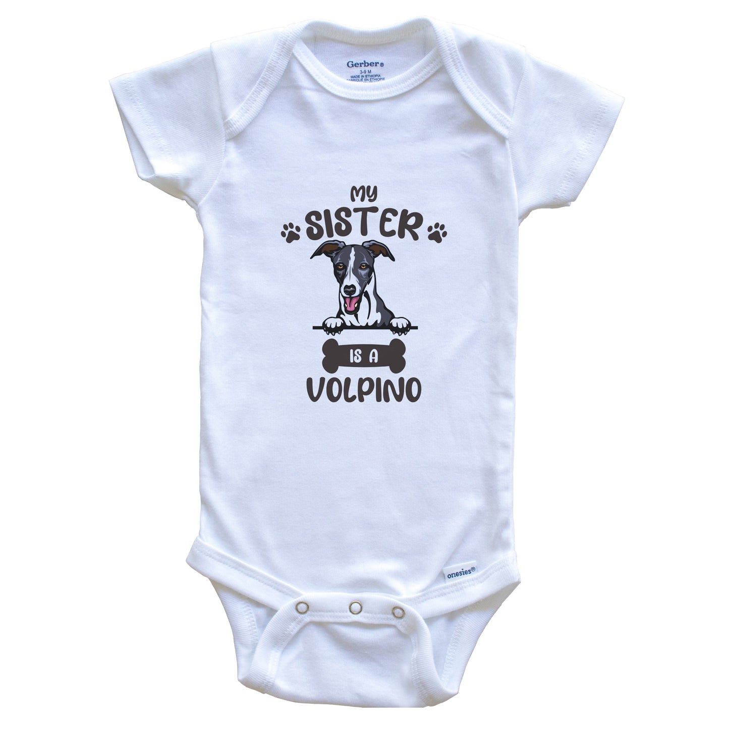 My Sister Is A Whippet Cute Dog Breed Baby Bodysuit