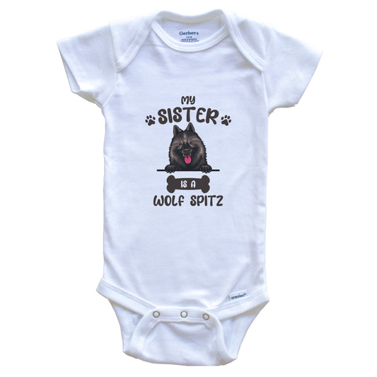 My Sister Is A Wolf Spitz Cute Dog Breed Baby Bodysuit