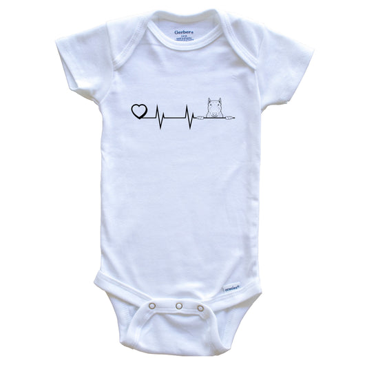 Heart Heartbeat Line Chart Bull Terrier Dog Breed Baby Bodysuit