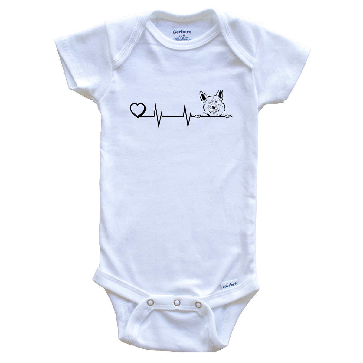 Heart Heartbeat Line Chart Corgi Dog Breed Baby Bodysuit