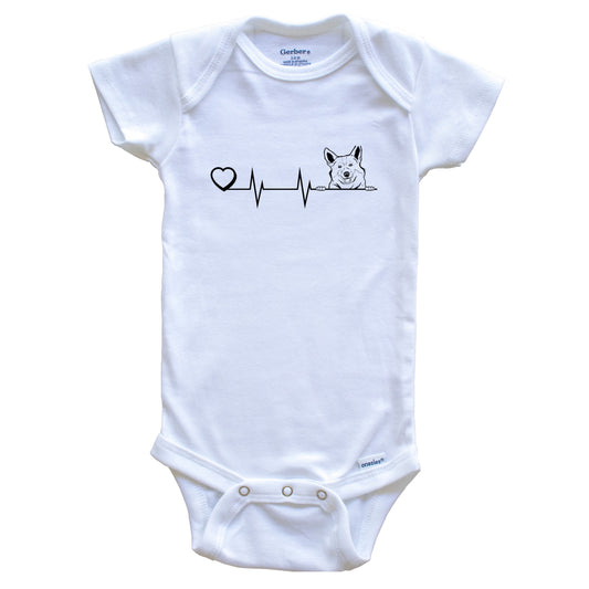 Heart Heartbeat Line Chart Corgi Dog Breed Baby Bodysuit