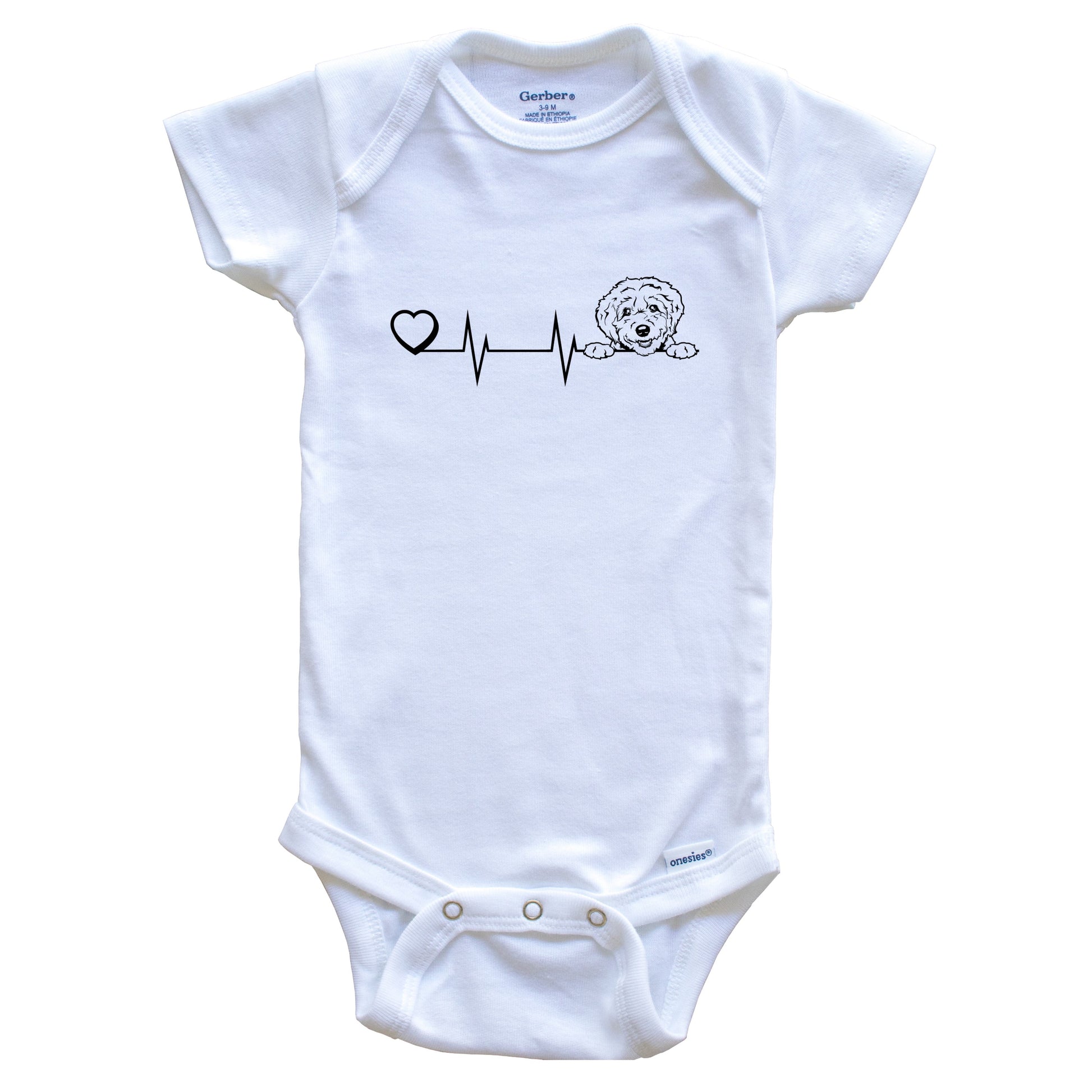 Heart Heartbeat Line Chart Goldendoodle Dog Breed Baby Bodysuit