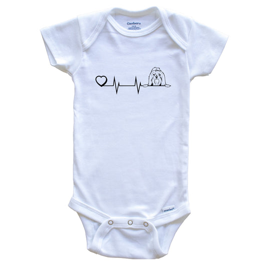 Heart Heartbeat Line Chart Maltese Dog Breed Baby Bodysuit