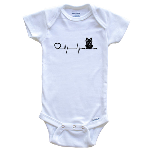 Heart Heartbeat Line Chart Scottish Terrier Dog Breed Baby Bodysuit