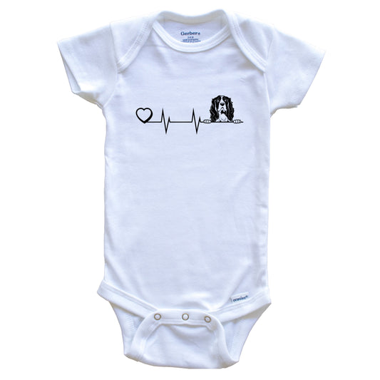 Heart Heartbeat Line Chart Springer Spaniel Dog Breed Baby Bodysuit