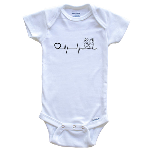 Heart Heartbeat Line Chart Yorkshire Terrier Dog Breed Baby Bodysuit