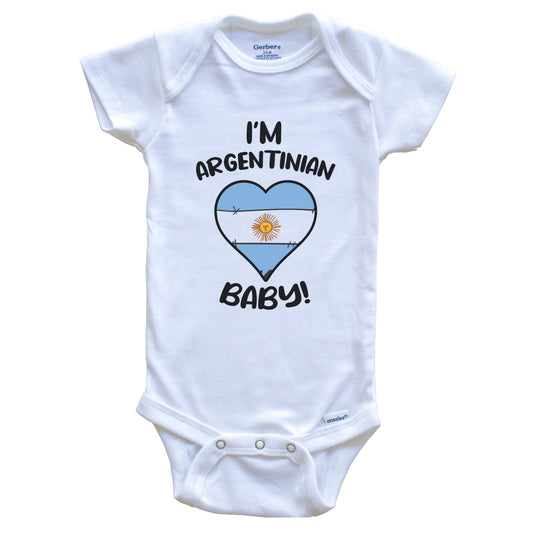 I'm Argentinian Baby Funny Argentina Flag Heart Baby Bodysuit