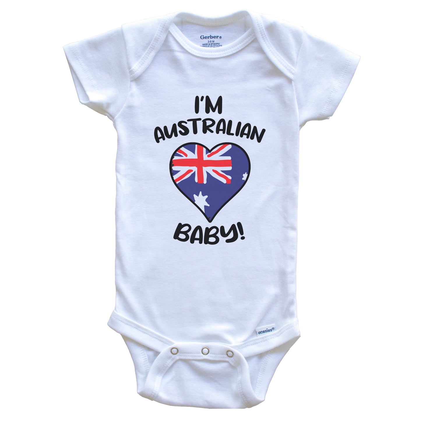 I'm Australian Baby Funny Australia Flag Heart Baby Bodysuit