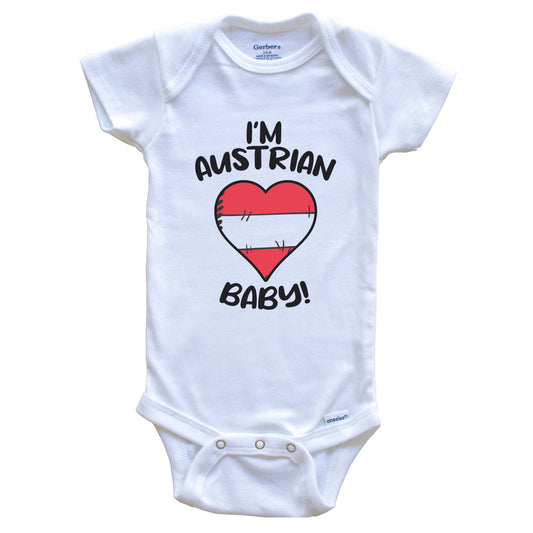 I'm Austrian Baby Funny Austria Flag Heart Baby Bodysuit