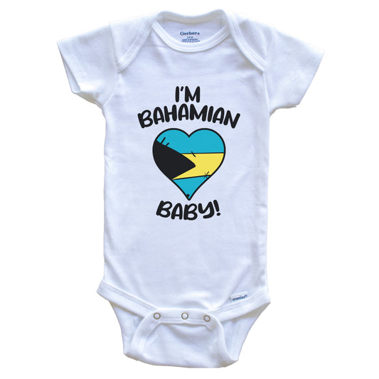 I'm Bahamian Baby Funny Bahamas Flag Heart Baby Bodysuit