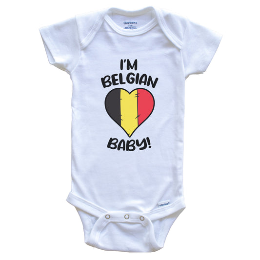 I'm Belgian Baby Funny Belgium Flag Heart Baby Bodysuit