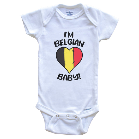 I'm Belgian Baby Funny Belgium Flag Heart Baby Bodysuit
