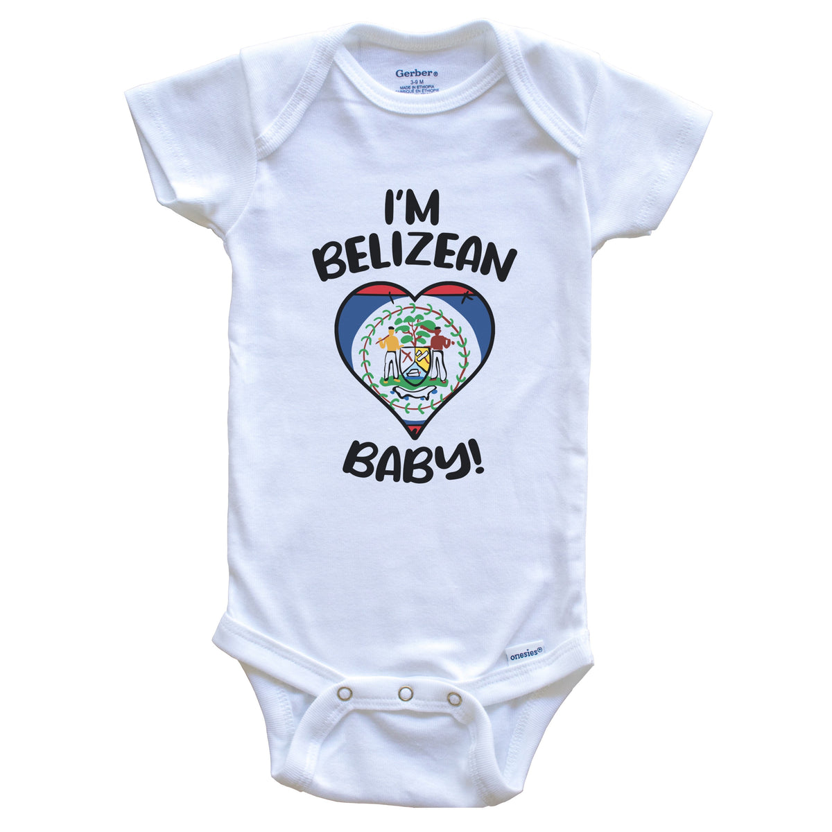 I'm Belizean Baby Funny Belize Flag Heart Baby Bodysuit