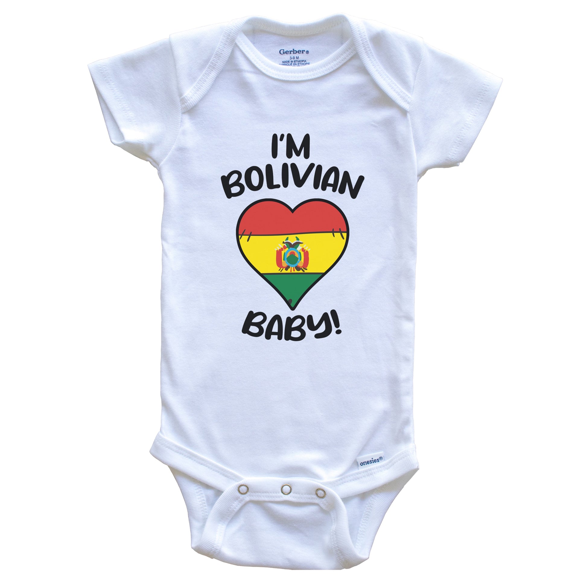 I'm Bolivian Baby Funny Bolivia Flag Heart Baby Bodysuit