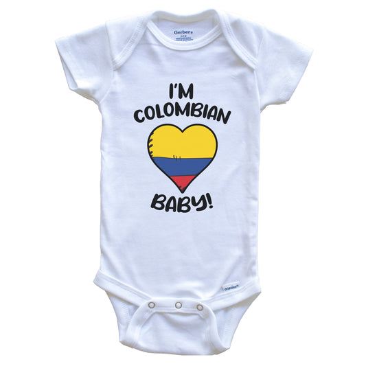 I'm Colombian Baby Funny Colombia Flag Heart Baby Bodysuit
