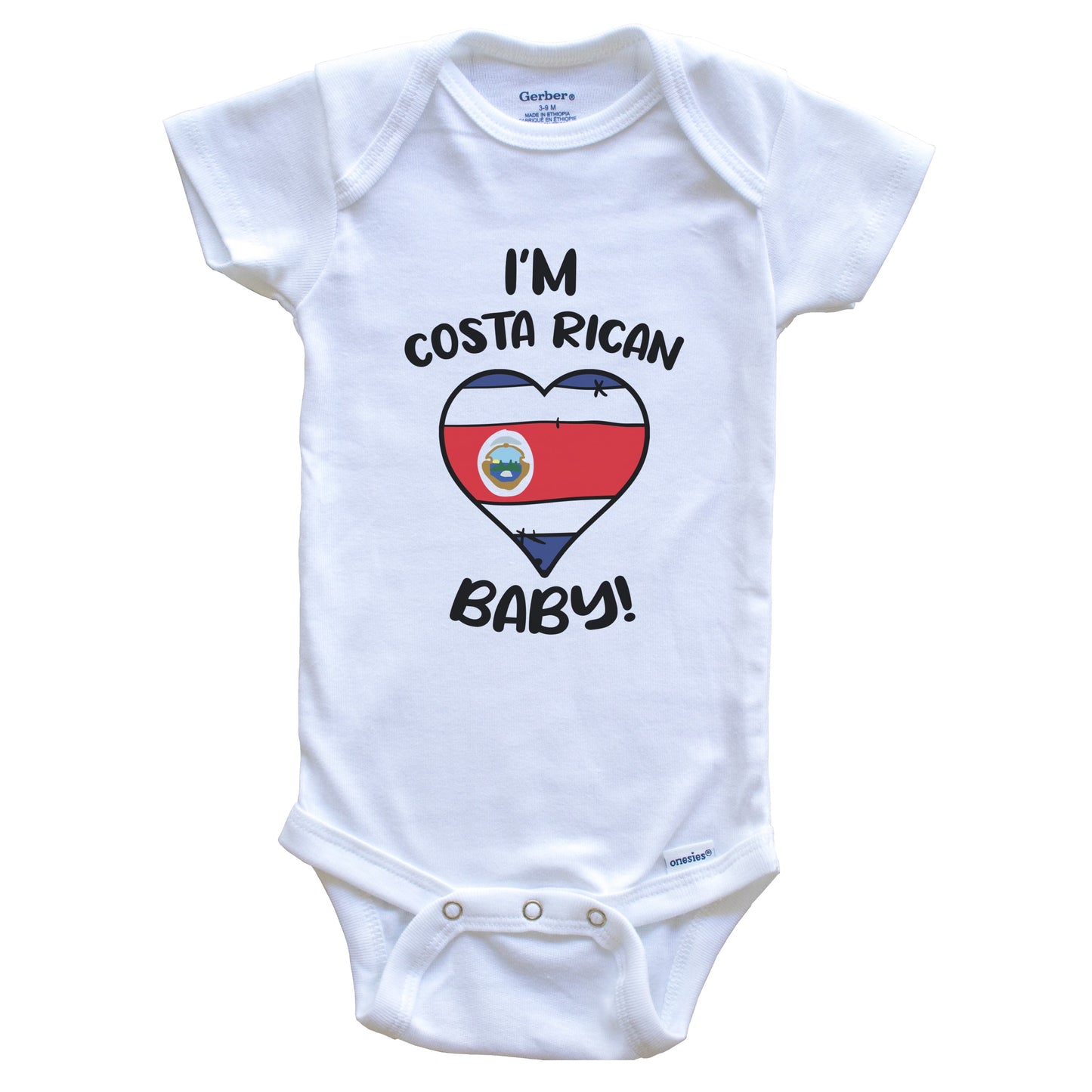 I'm Costa Rican Baby Funny Costa Rica Flag Heart Baby Bodysuit