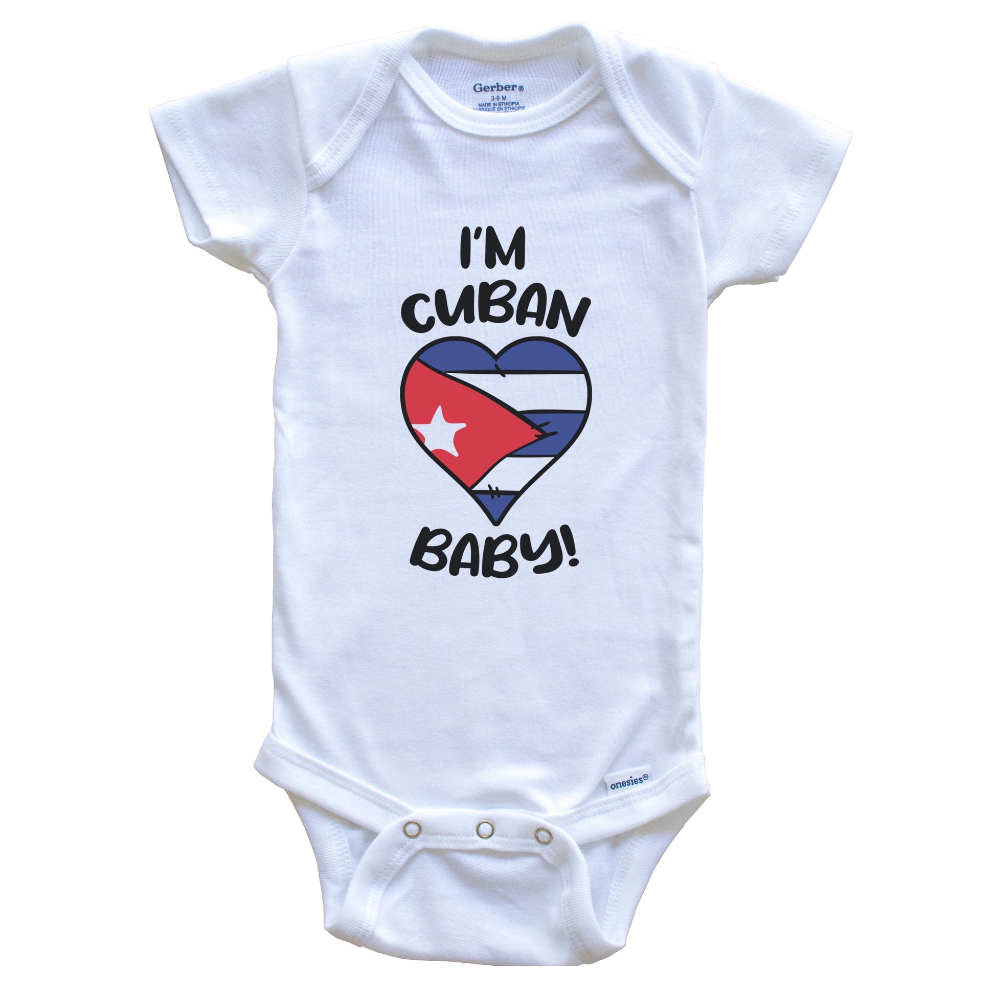 I'm Cuban Baby Funny Cuba Flag Heart Baby Bodysuit