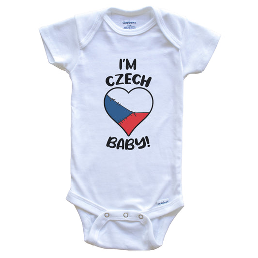 I'm Czech Baby Funny Czech Republic Flag Heart Baby Bodysuit