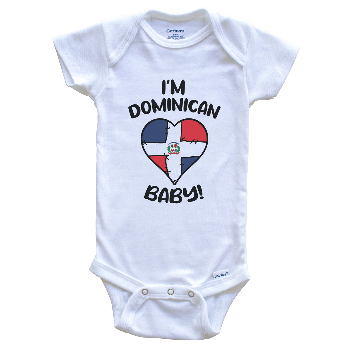 I'm Dominican Baby Funny Dominican Republic Flag Heart Baby Bodysuit