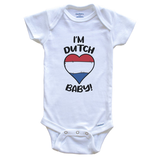 I'm Dutch Baby Funny Netherlands Flag Heart Baby Bodysuit