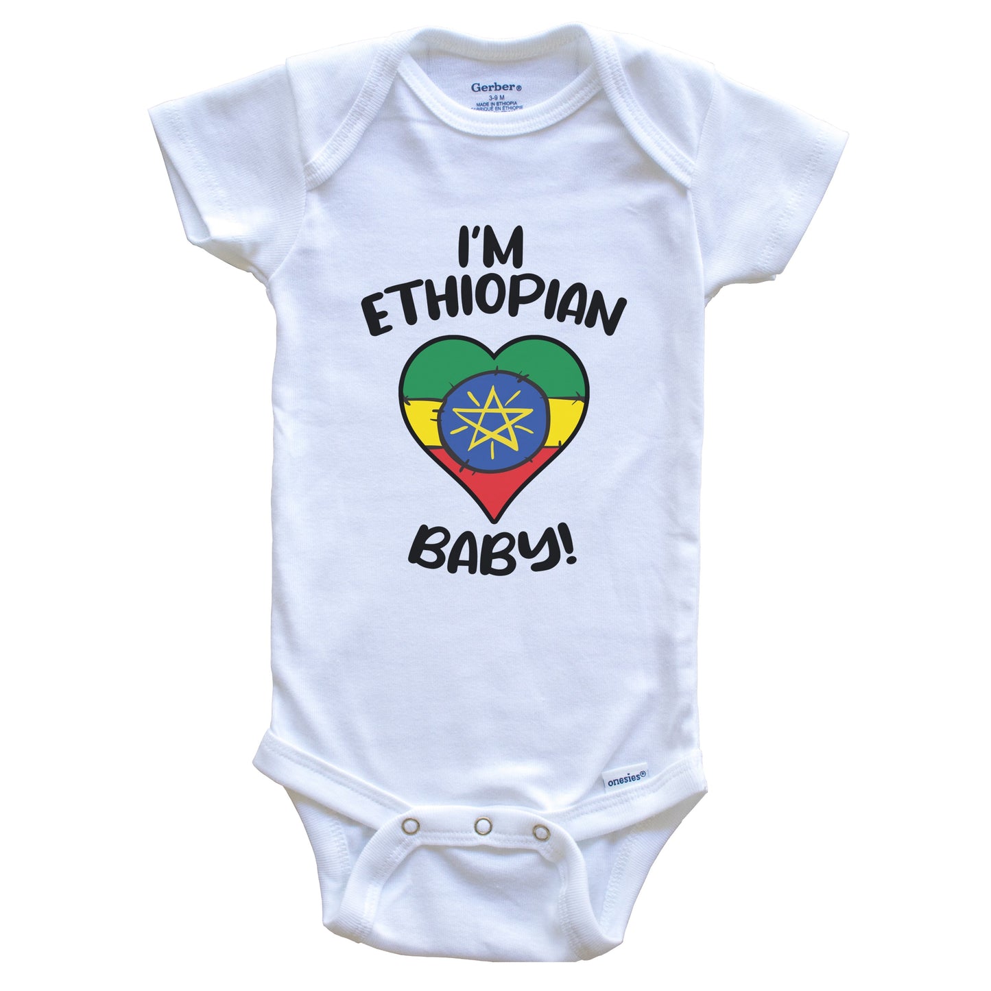 I'm Ethiopian Baby Funny Ethiopia Flag Heart Baby Bodysuit