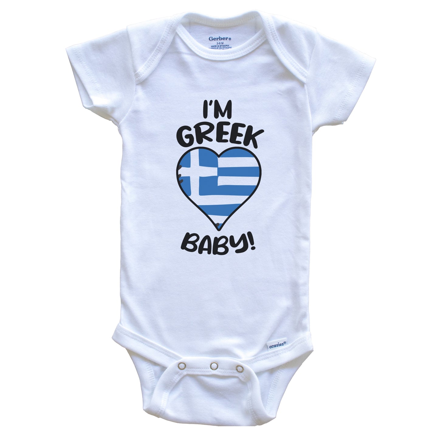I'm Greek Baby Funny Greece Flag Heart Baby Bodysuit