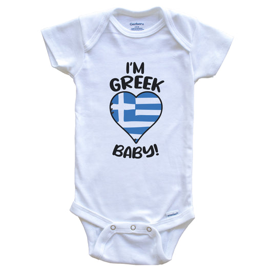 I'm Greek Baby Funny Greece Flag Heart Baby Bodysuit