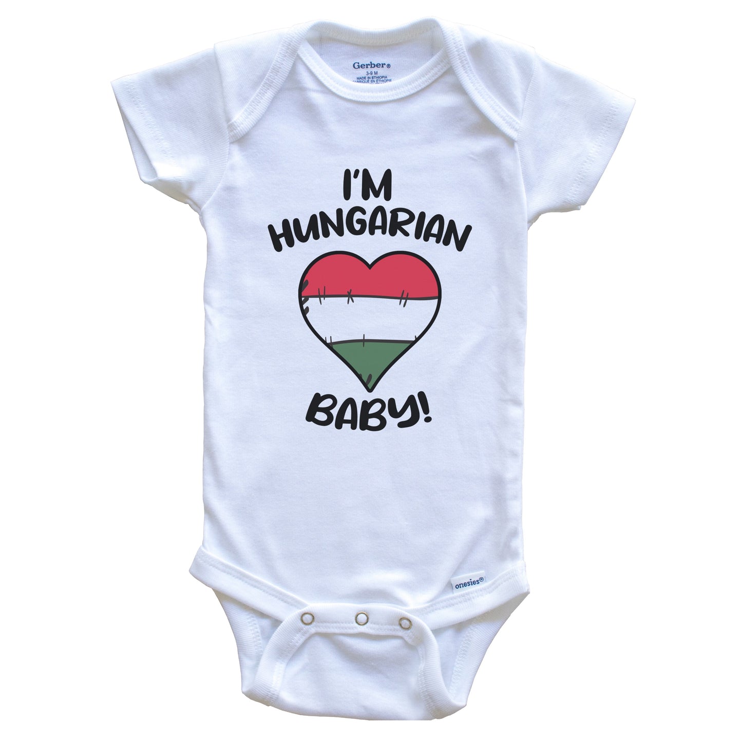 I'm Hungarian Baby Funny Hungary Flag Heart Baby Bodysuit