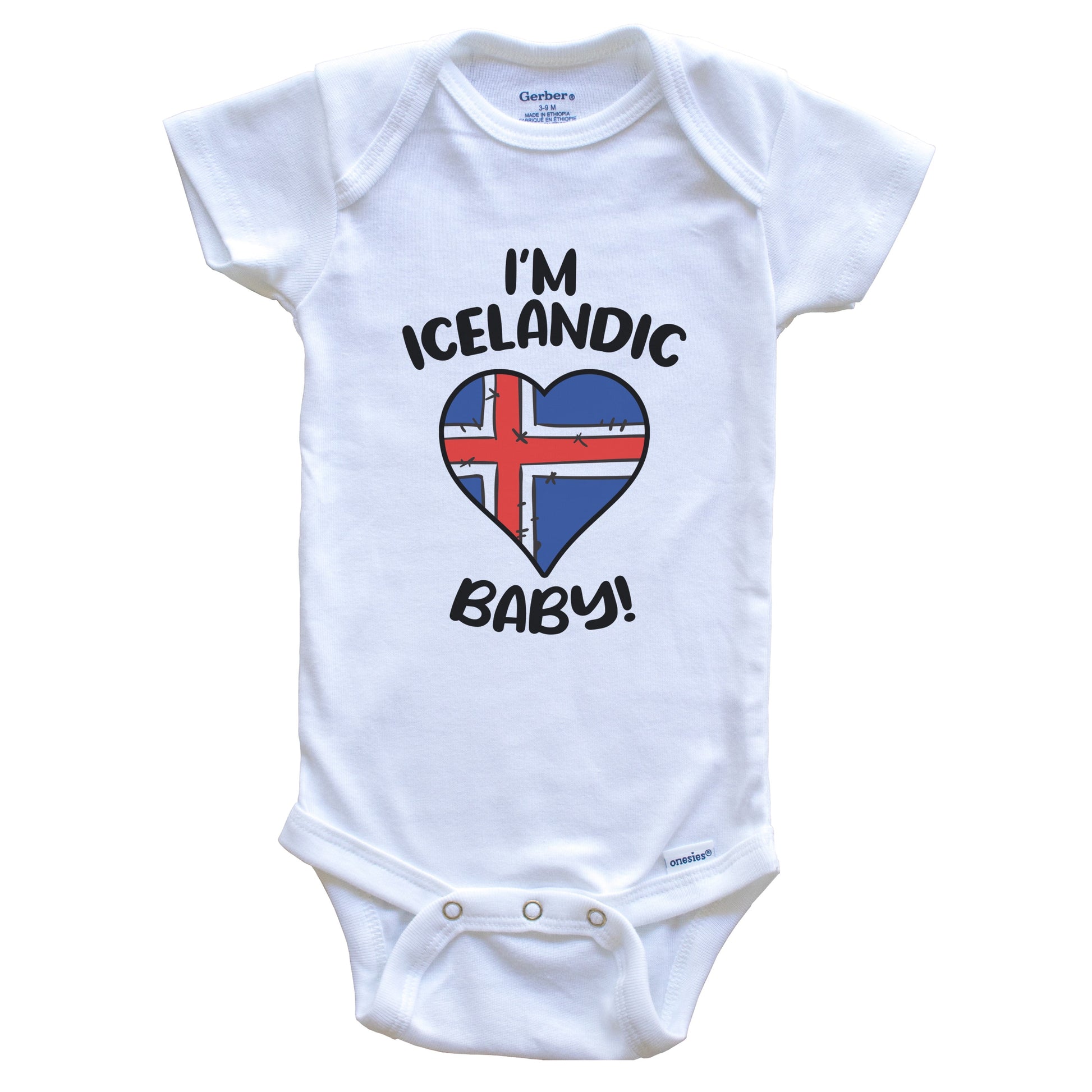 I'm Icelandic Baby Funny Iceland Flag Heart Baby Bodysuit