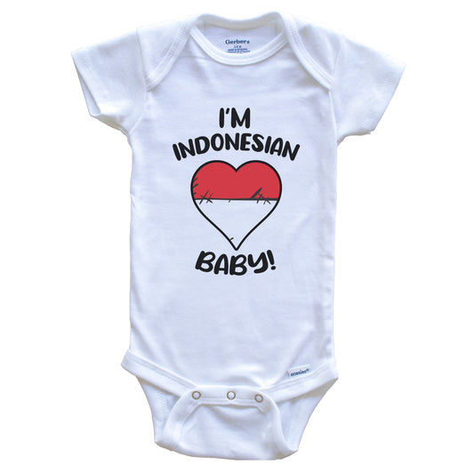 I'm Indonesian Baby Funny Indonesia Flag Heart Baby Bodysuit