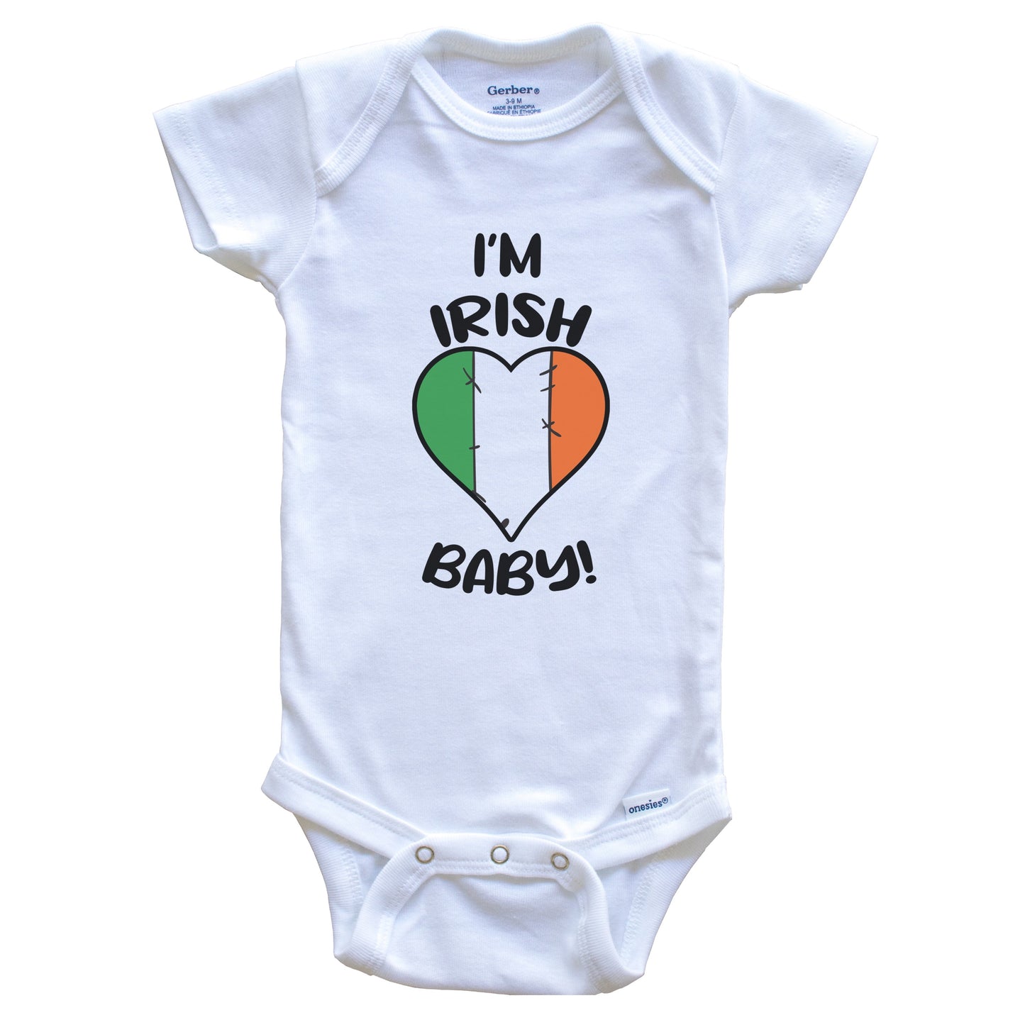 I'm Irish Baby Funny Ireland Flag Heart Baby Bodysuit