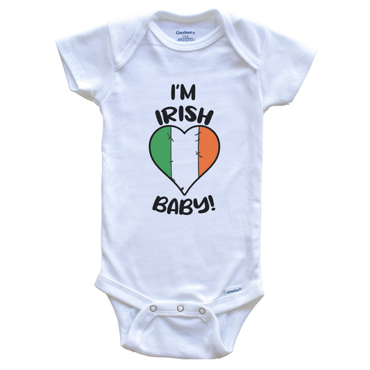 I'm Irish Baby Funny Ireland Flag Heart Baby Bodysuit