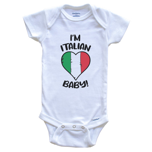 I'm Italian Baby Funny Italy Flag Heart Baby Bodysuit