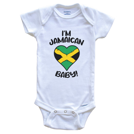 I'm Jamaican Baby Funny Jamaica Flag Heart Baby Bodysuit