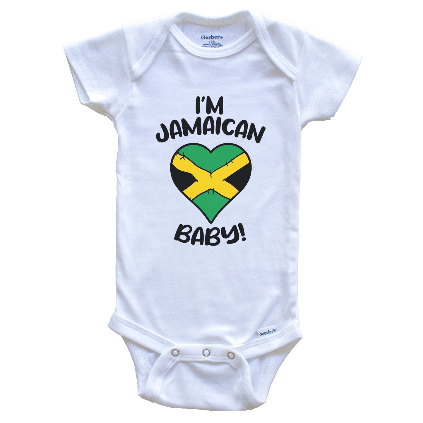 I'm Jamaican Baby Funny Jamaica Flag Heart Baby Bodysuit