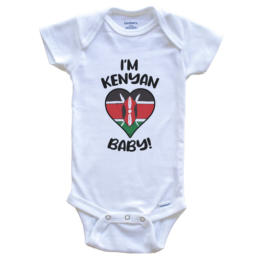 I'm Kenyan Baby Funny Kenya Flag Heart Baby Bodysuit