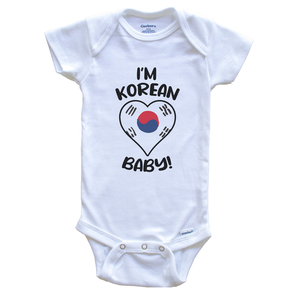 I'm Korean Baby Funny South Korea Flag Heart Baby Bodysuit