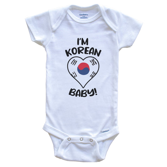 I'm Korean Baby Funny South Korea Flag Heart Baby Bodysuit