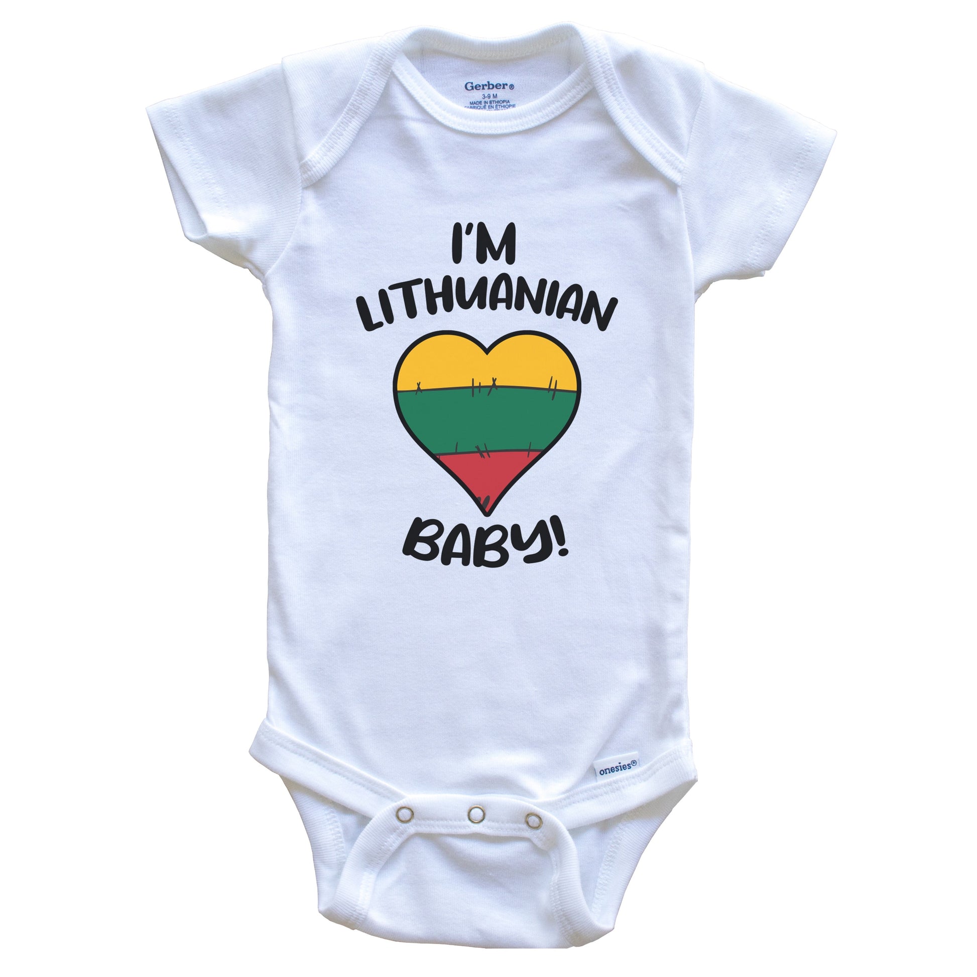 I'm Lithuanian Baby Funny Lithuania Flag Heart Baby Bodysuit