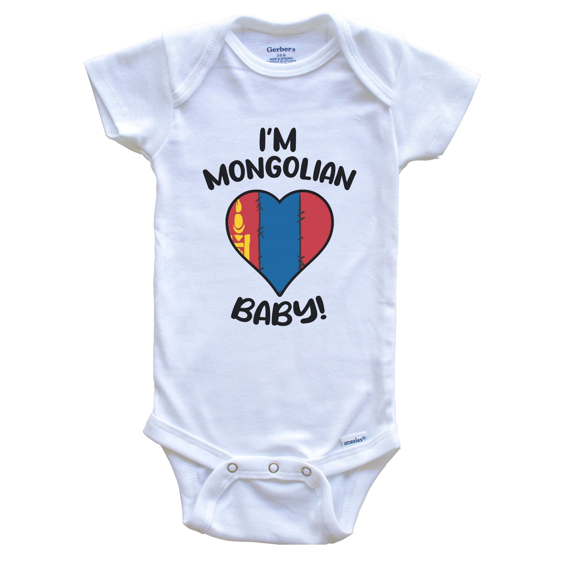I'm Mongolian Baby Funny Mongolia Flag Heart Baby Bodysuit