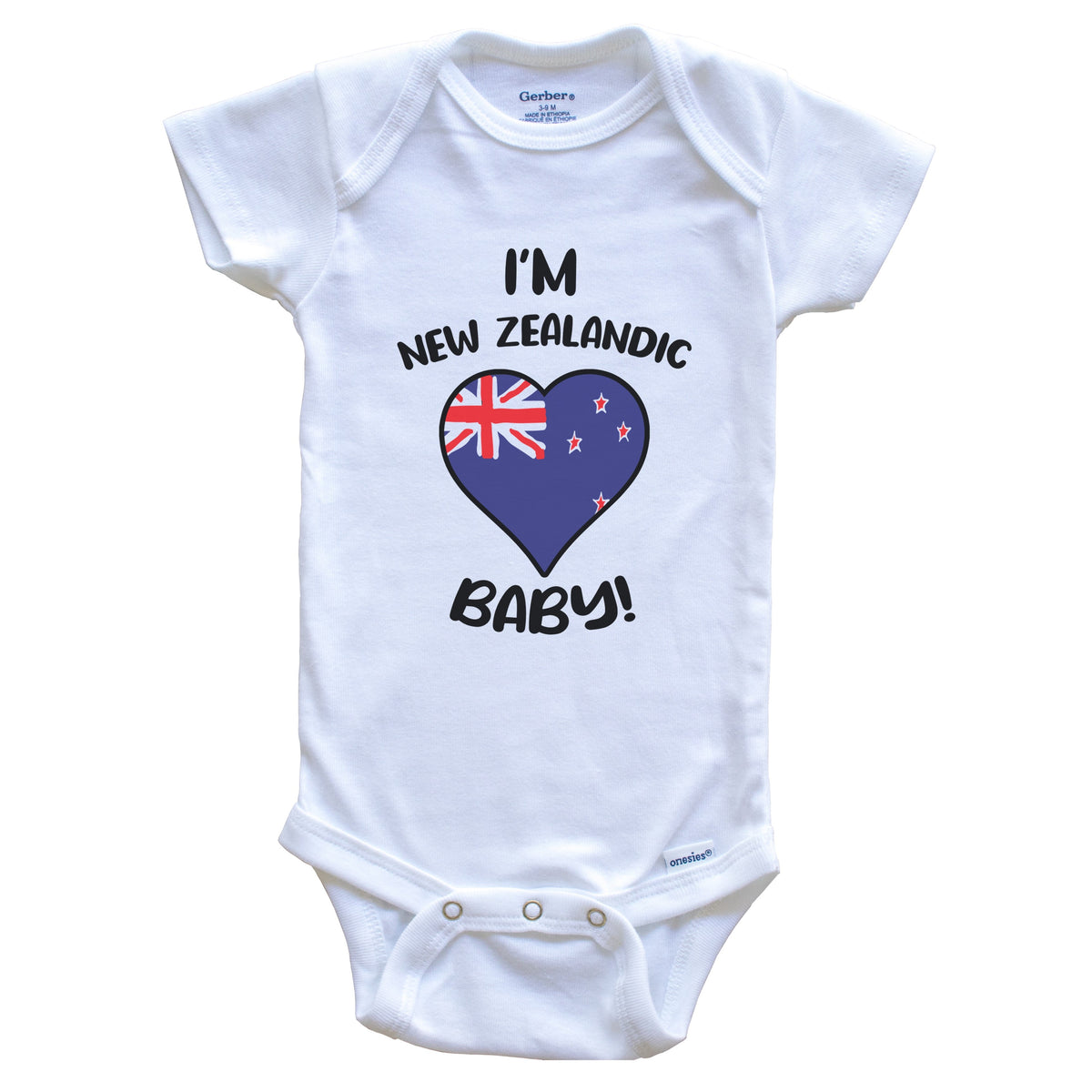 I'm New Zealandic Baby Funny New Zealand Flag Heart Baby Bodysuit
