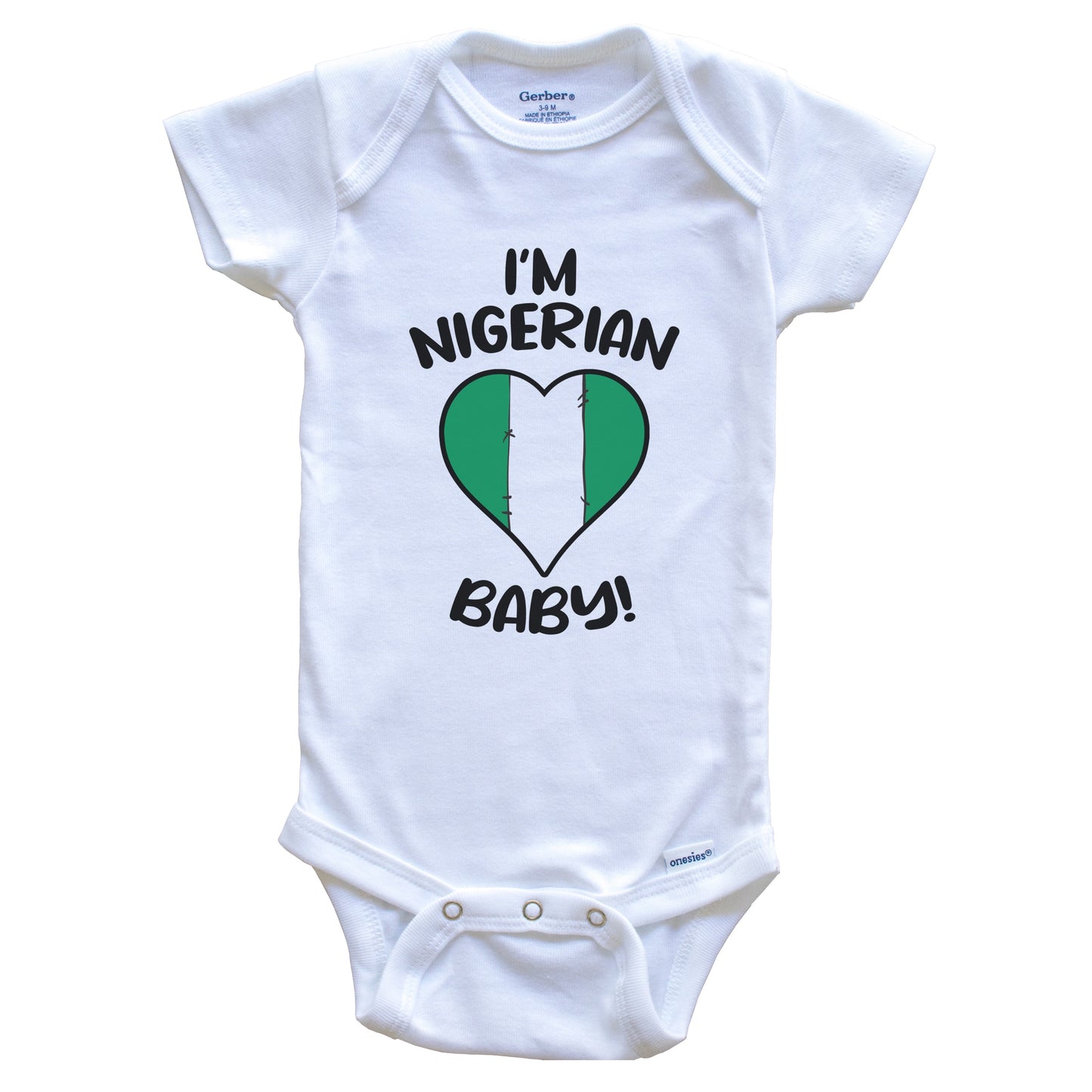 I'm Nigerian Baby Funny Nigeria Flag Heart Baby Bodysuit
