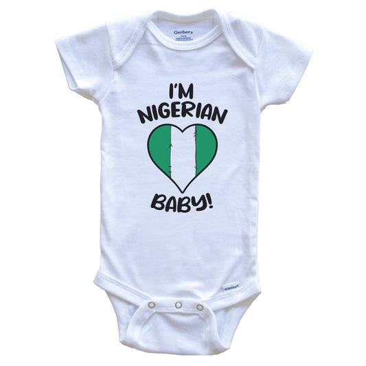 I'm Nigerian Baby Funny Nigeria Flag Heart Baby Bodysuit