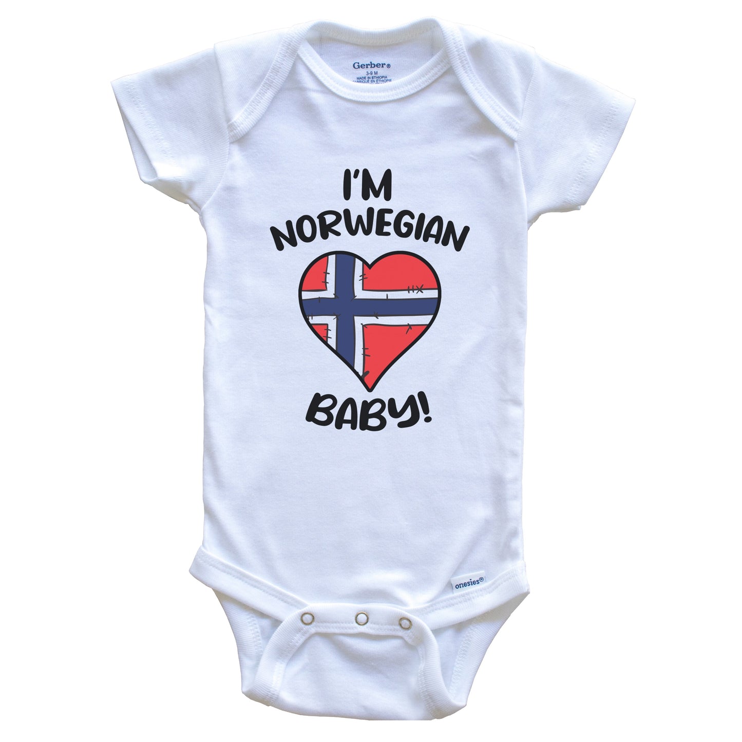 I'm Norwegian Baby Funny Norway Flag Heart Baby Bodysuit