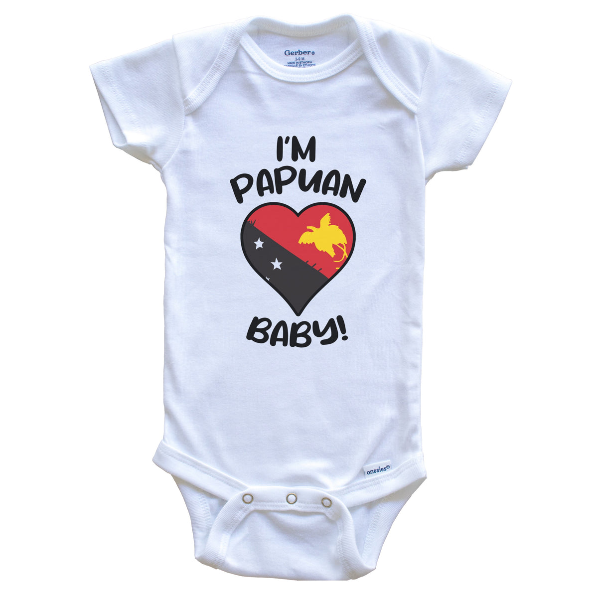 I'm Papuan Baby Funny Papua New Guinea Flag Heart Baby Bodysuit