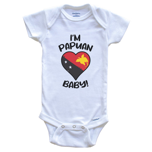 I'm Papuan Baby Funny Papua New Guinea Flag Heart Baby Bodysuit