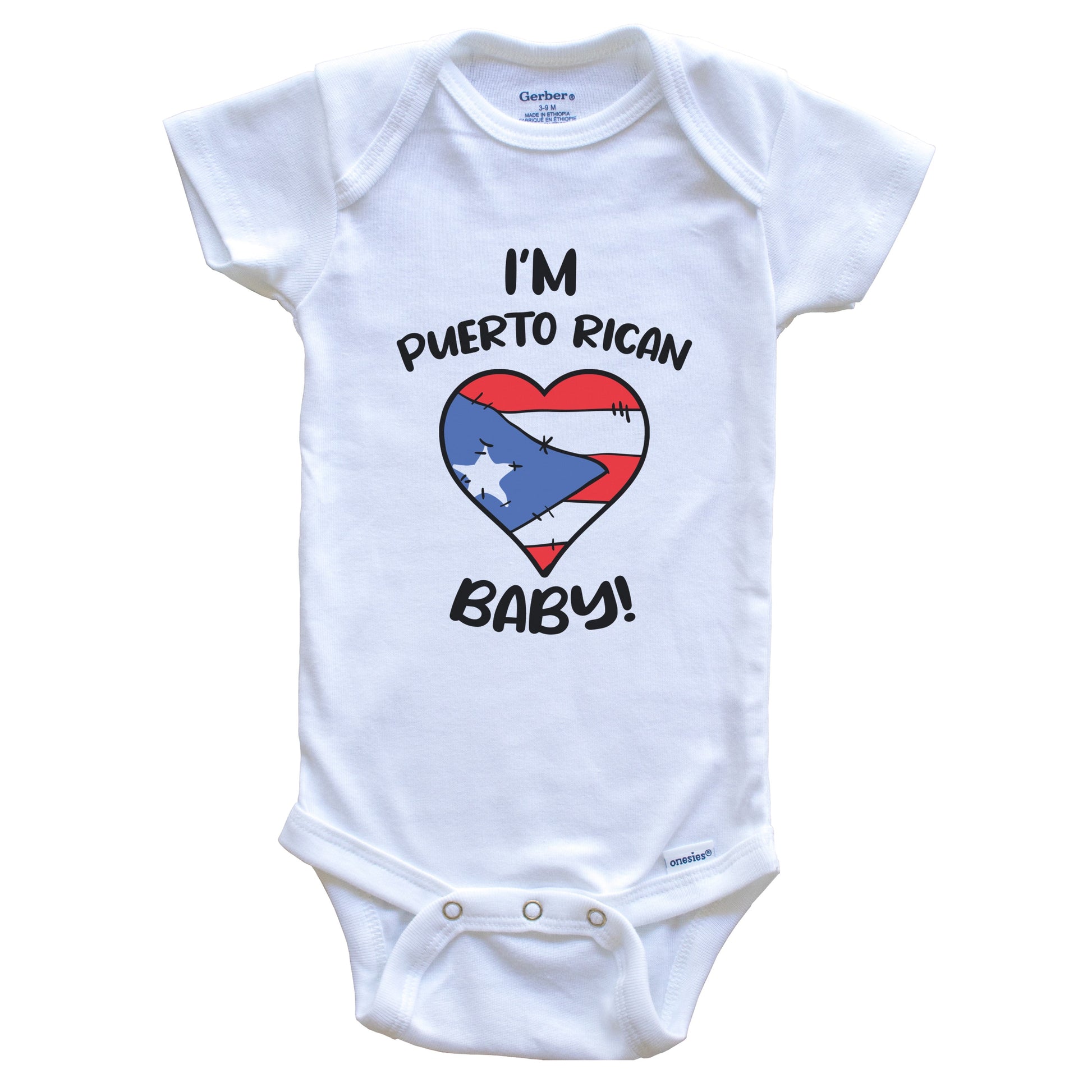 I'm Puerto Rican Baby Funny Puerto Rico Flag Heart Baby Bodysuit