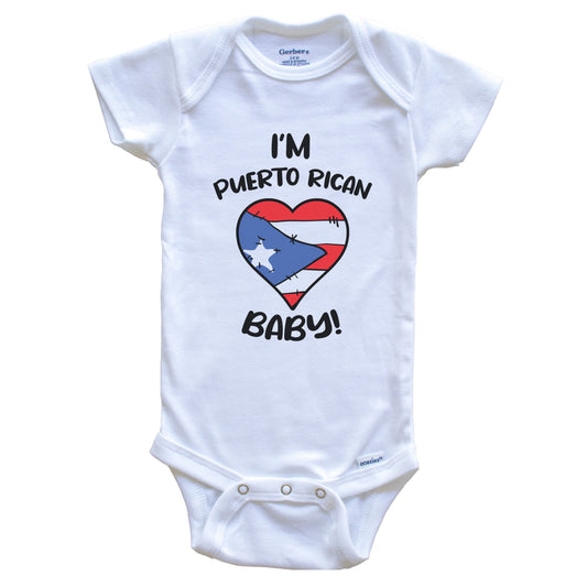 I'm Puerto Rican Baby Funny Puerto Rico Flag Heart Baby Bodysuit
