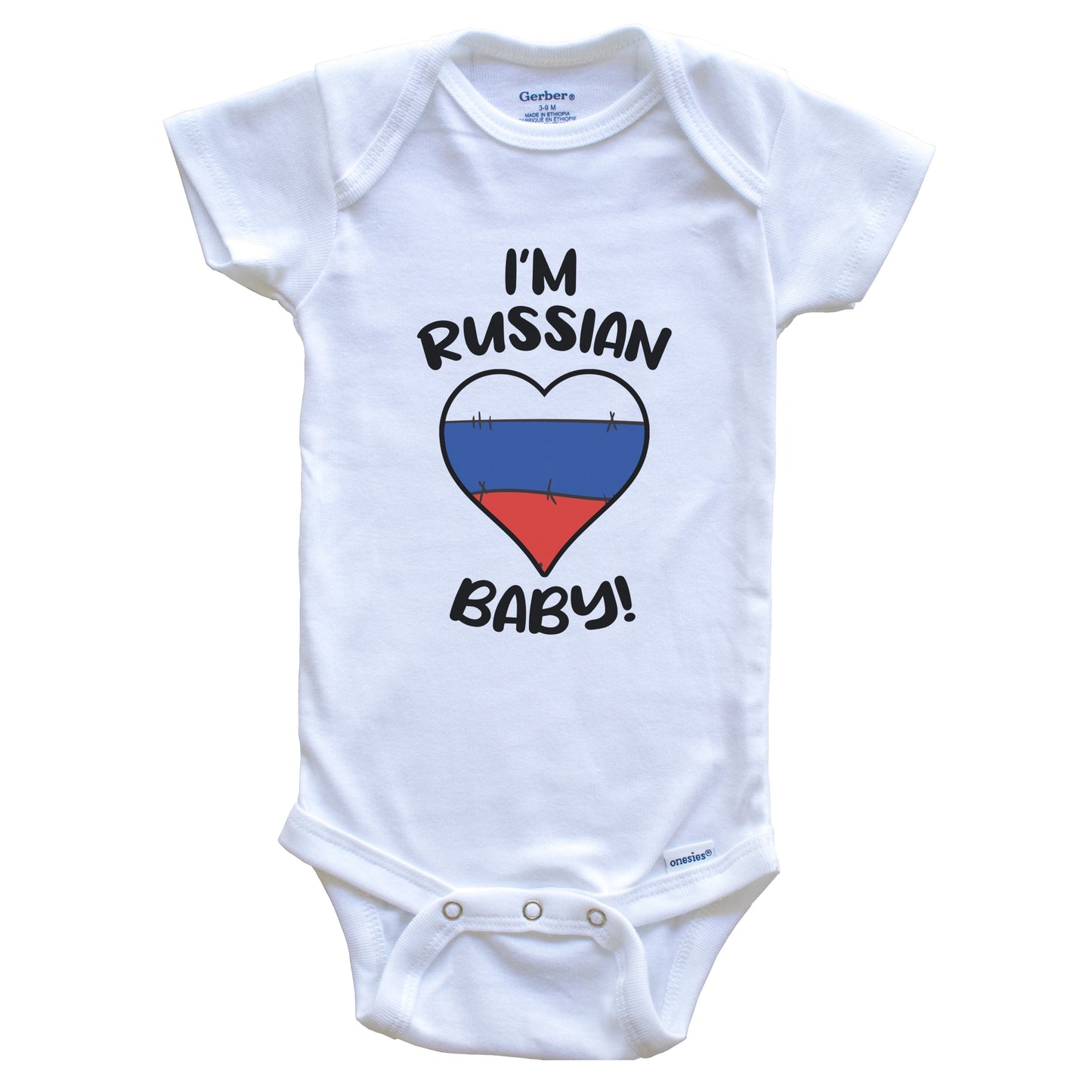I'm Russian Baby Funny Russia Flag Heart Baby Bodysuit