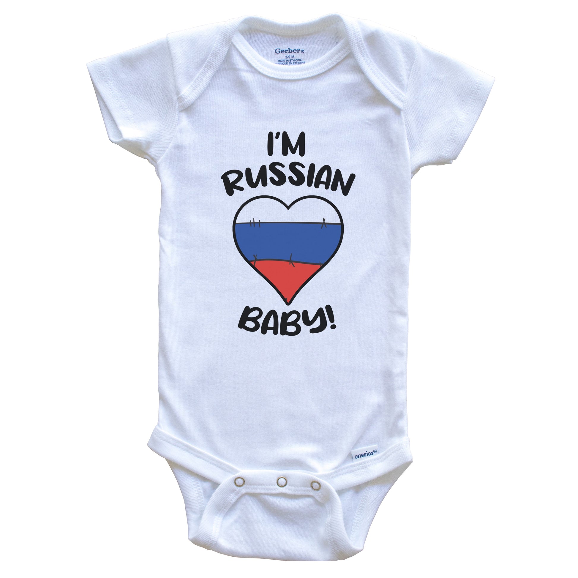 I'm Russian Baby Funny Russia Flag Heart Baby Bodysuit